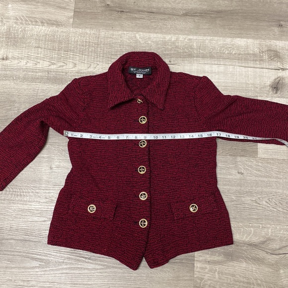 St John Collections by Marie Gray Crimson/Black/Metallic YarnTweed Blazer - Picture 6 of 14